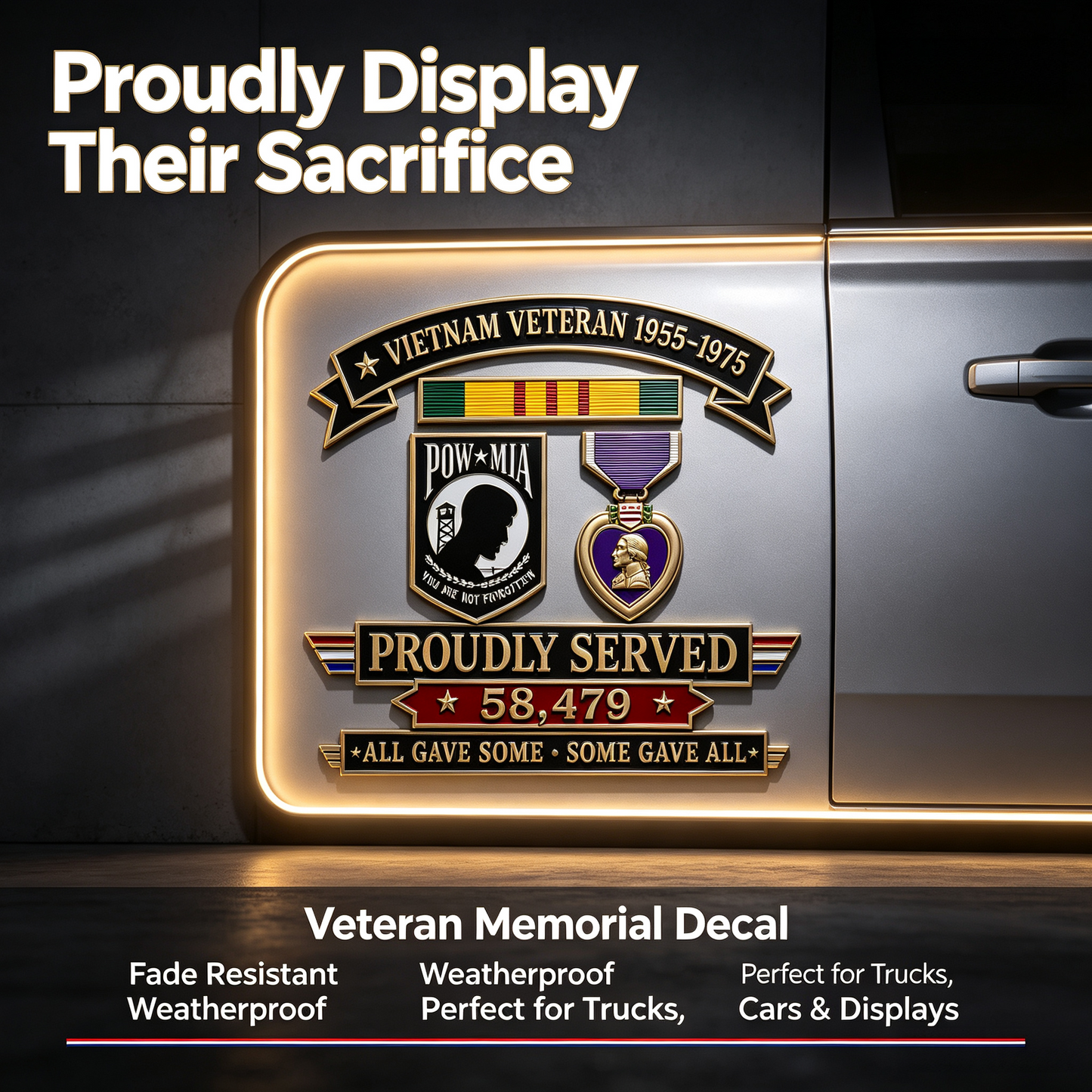 🎖️Vietnam Veteran 1955–1975 Memorial Metal Car Emblem