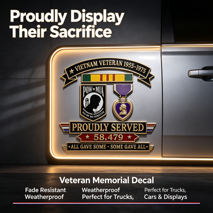 🎖️Vietnam Veteran 1955–1975 Memorial Metal Car Emblem