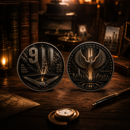 9/11 25th Anniversary Commemorative Coin🕯️ – Never Forget Memorial Collectible (2001–2026)