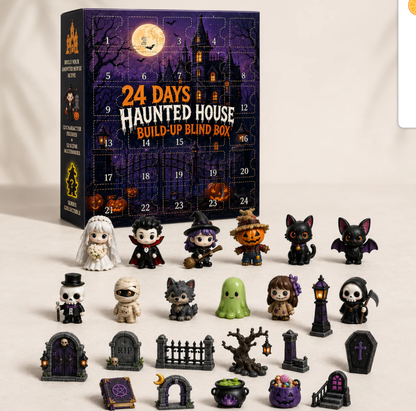 24-Day Haunted House Build-Up Blind Box | "Creepy-Cute" Halloween Countdown Calendar & Collectible Diorama|Halloween 24-day advent calendar