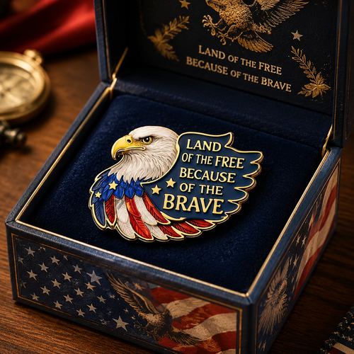 🔥Hot Sale 49% OFF🔥- 🦅 Land of the Free Because of the Brave Patriotic Eagle Enamel Pin