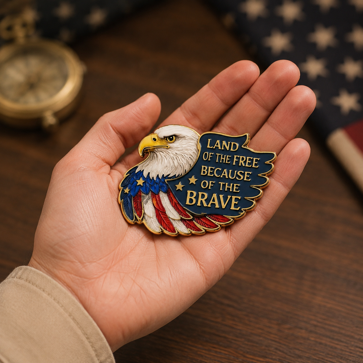🔥Hot Sale 49% OFF🔥- 🦅 Land of the Free Because of the Brave Patriotic Eagle Enamel Pin