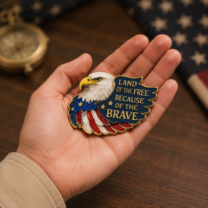 🔥Hot Sale 49% OFF🔥- 🦅 Land of the Free Because of the Brave Patriotic Eagle Enamel Pin