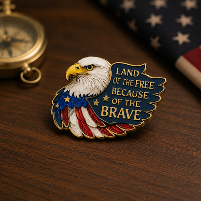 🔥Hot Sale 49% OFF🔥- 🦅 Land of the Free Because of the Brave Patriotic Eagle Enamel Pin