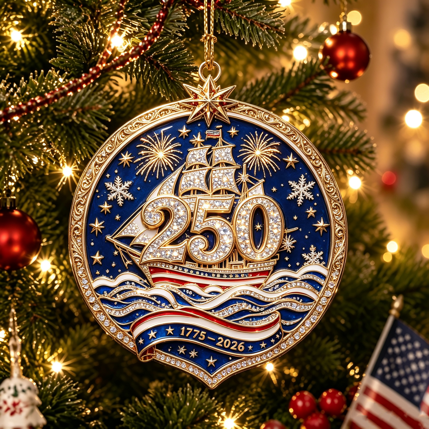 USA 250th Anniversary Christmas Ornament