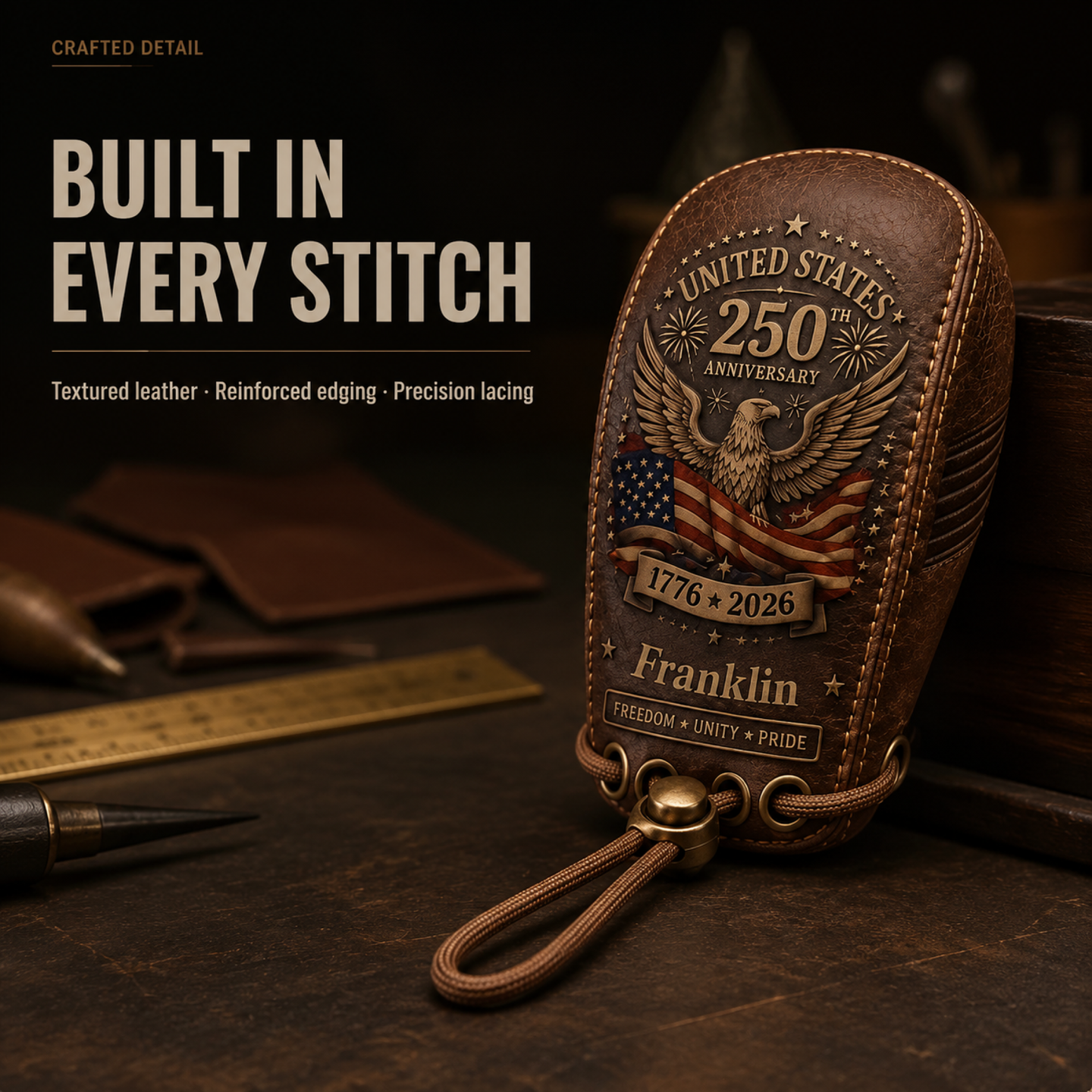 🇺🇸 The "Spirit of '76" Custom Leather Gear Shift Cover | USA 250th Anniversary Edition 🦅
