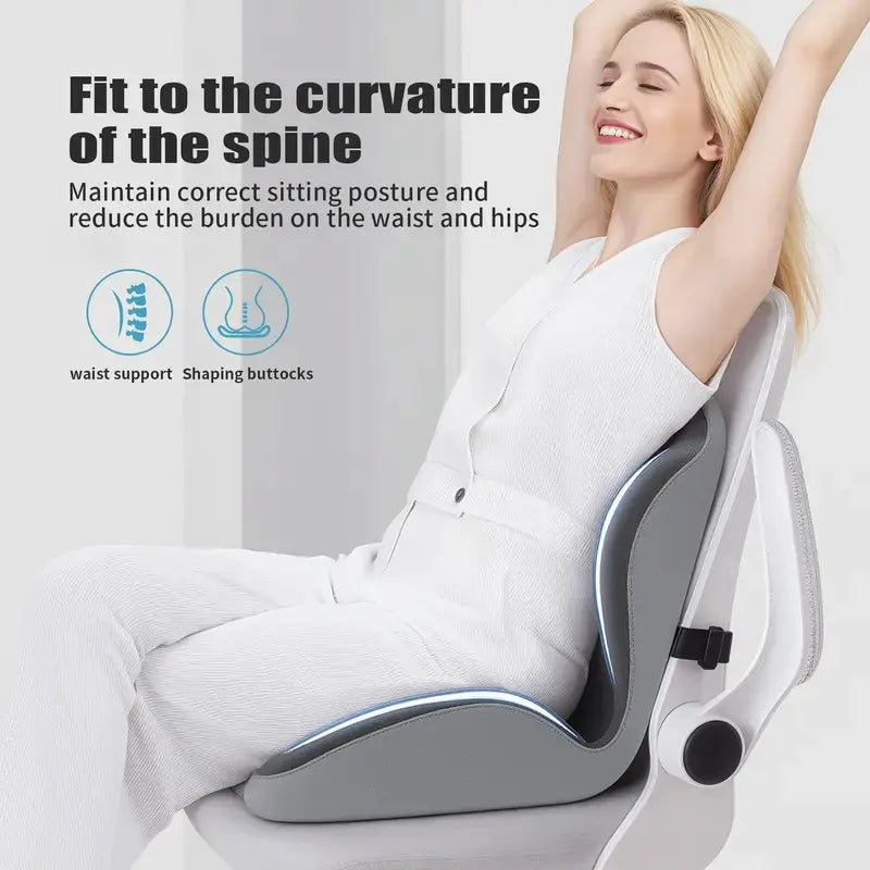 Ergonomic Memory Foam SeatCushion with Lumbar & BackSupport, Relieves Back Pain,Reduces Pressure