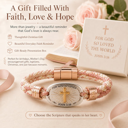 🔥 LAST DAY 49% OFF – ✝️ Christian Scripture Faith Bracelet Collection | 6 Meaningful Bible Verse Designs with Raised Gold Cross, Magnetic Clasp & Matching Gift Box 💗✨