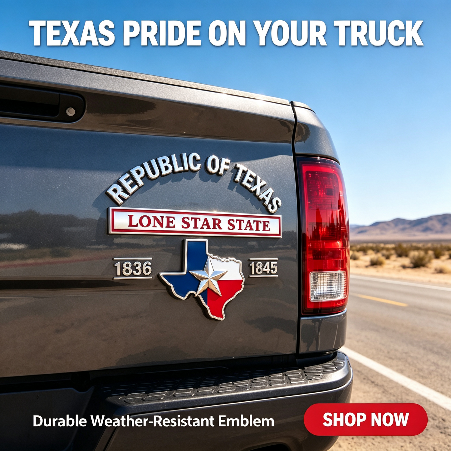 Premium 3D Metal Texas Lone Star Emblem Badge