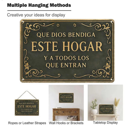Spanish "God Bless This Home" Theme Iron Wall Art