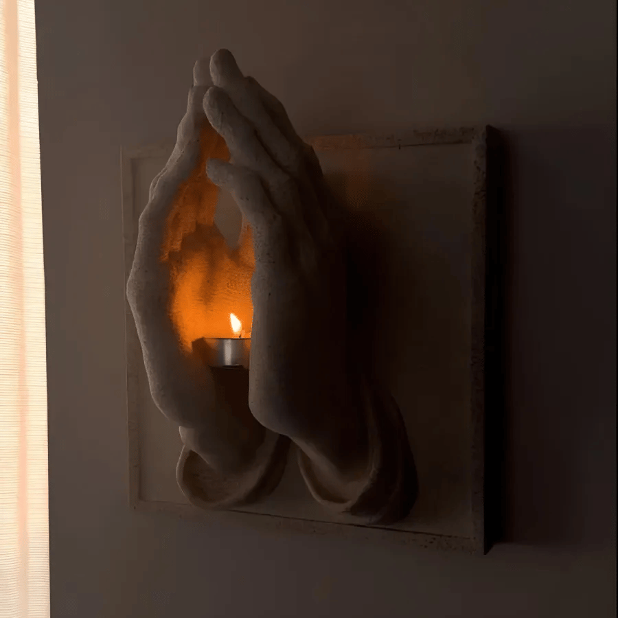 ✝️🙏"Hands of Faith" Praying Hands Wall Sconce & Candle Holder | Christian Home Decor💖
