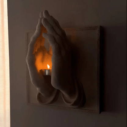 ✝️🙏"Hands of Faith" Praying Hands Wall Sconce & Candle Holder | Christian Home Decor💖