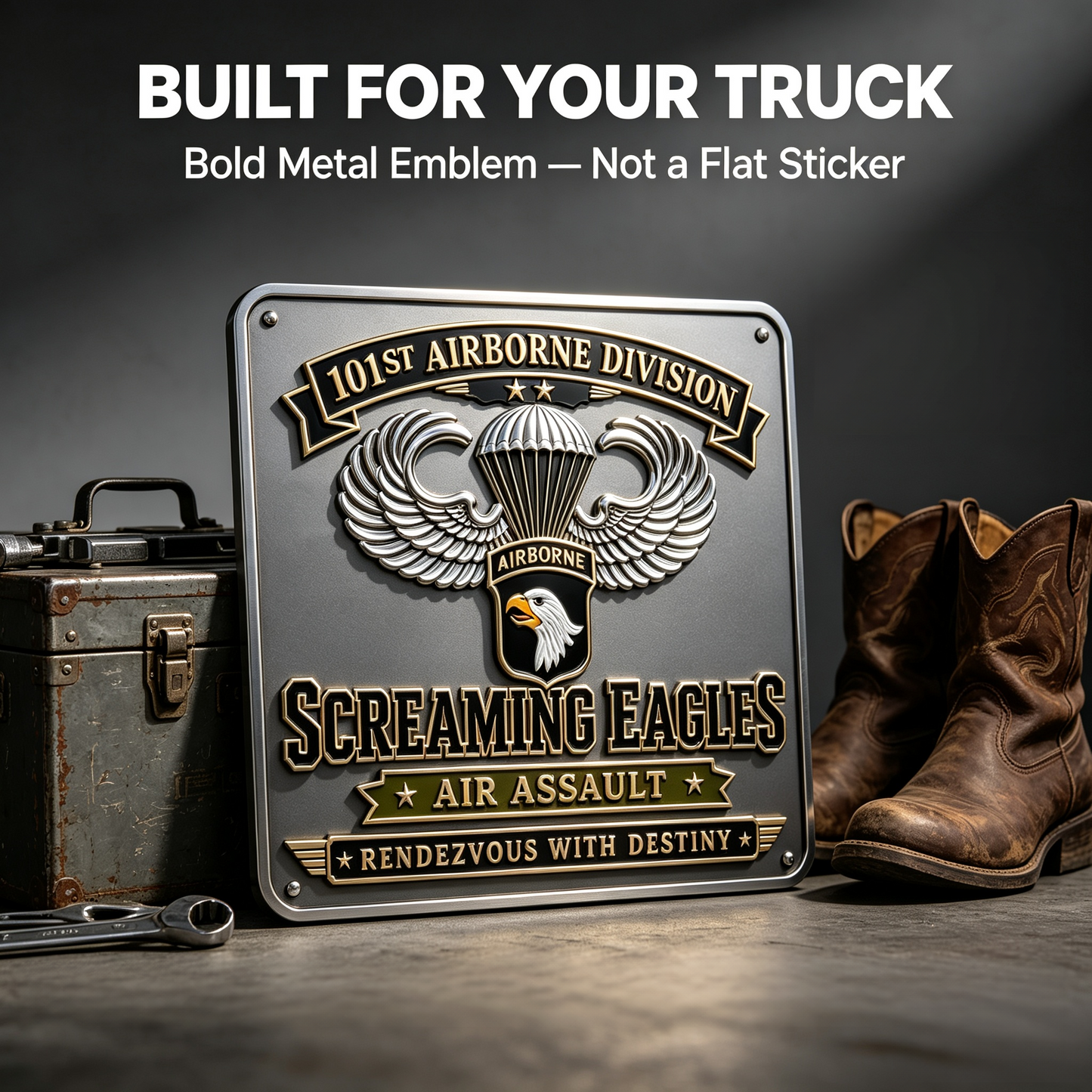 101st Airborne Division Screaming Eagles Metal Car Emblem