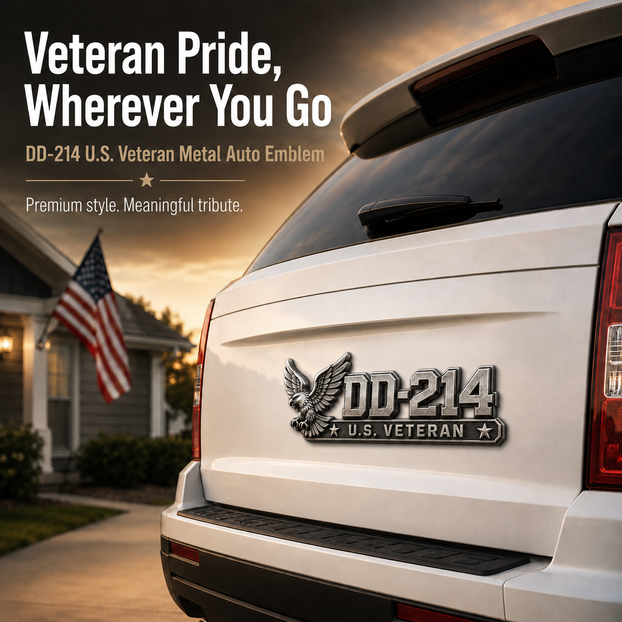 🔥 DD-214 U.S. Veteran Metal Car Emblem | A Proud Tribute To Those Who Served