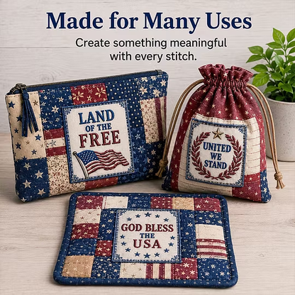 Patriotic Pocket Prayers Fabric Panel – Americana Inspirational Sewing Squares