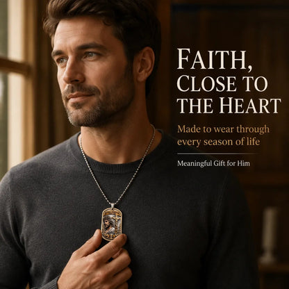 ✝️ "The Ultimate Love" Reversible Christian Dog Tag Necklace | Jesus Crucifix & Empty Tomb