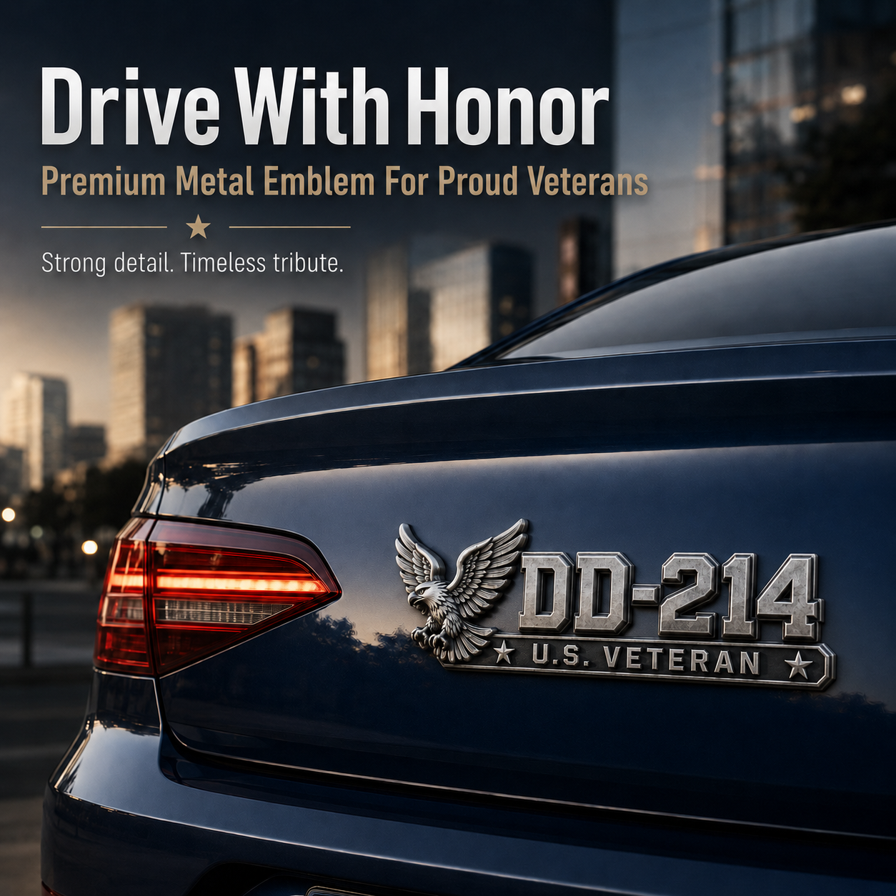 🔥 DD-214 U.S. Veteran Metal Car Emblem | A Proud Tribute To Those Who Served