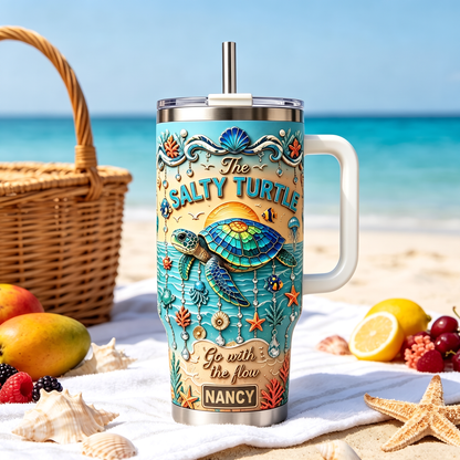 🏖️Personalized Sea Turtle Ocean Tumbler With Name🌴🌊