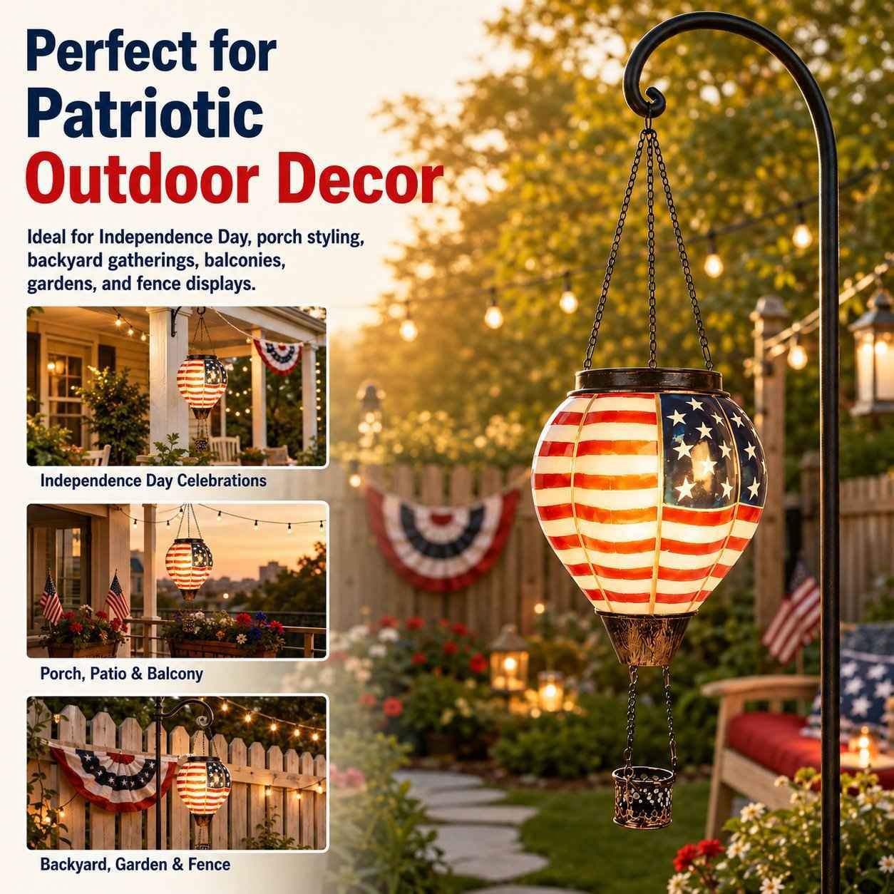 🎆 250th Anniversary Solar Hot Air Balloon Lantern | Patriotic Edition