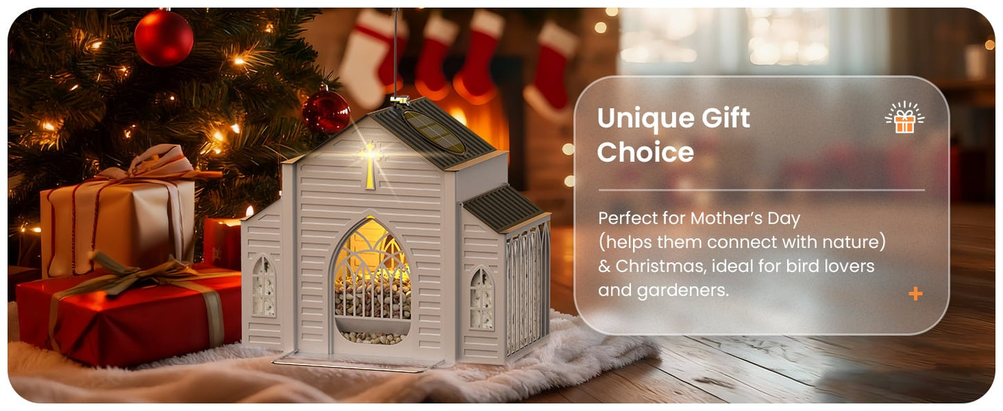 ✝️Church-Shaped Metal Solar Bird Feeder