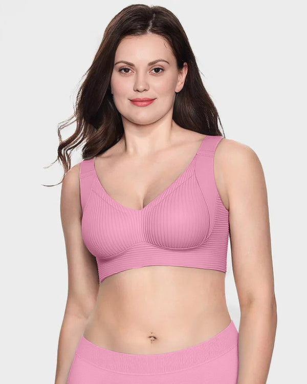 ️Women's Ribbed Push Up Adjustable Wireless Bra