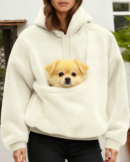 Women's Pet Pocket Hoodie Oversized Plush Carrier Pullover