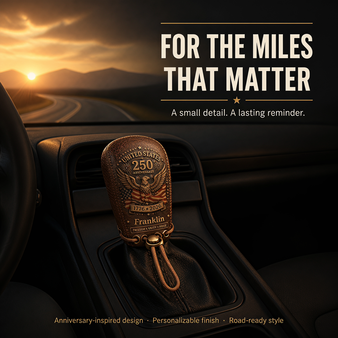 🇺🇸 The "Spirit of '76" Custom Leather Gear Shift Cover | USA 250th Anniversary Edition 🦅