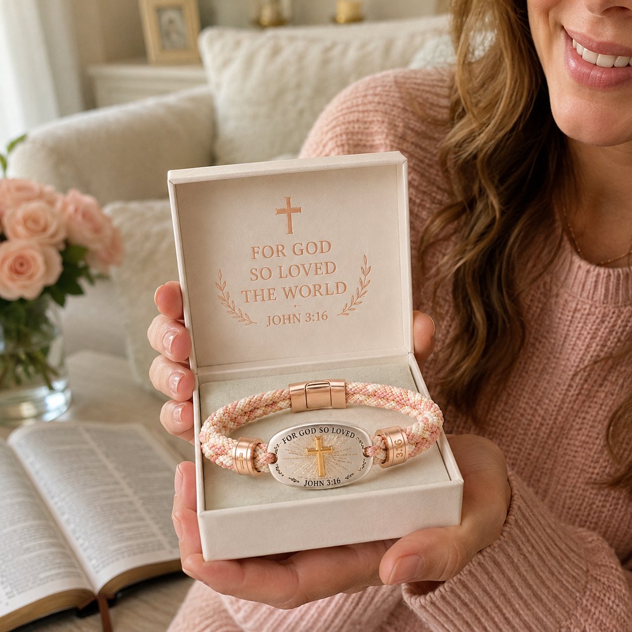 🔥 LAST DAY 49% OFF – ✝️ Christian Scripture Faith Bracelet Collection | 6 Meaningful Bible Verse Designs with Raised Gold Cross, Magnetic Clasp & Matching Gift Box 💗✨