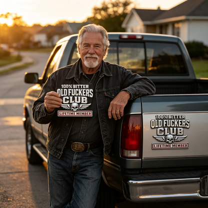 🔥☠️100% BITTER OLD FxxxERS CLUB LIFETIM MEMBER Car Emblem Metal Decorative