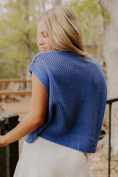 Women's American Flag Graphic Relaxed Fit Short Sleeve Knit Sweater Top