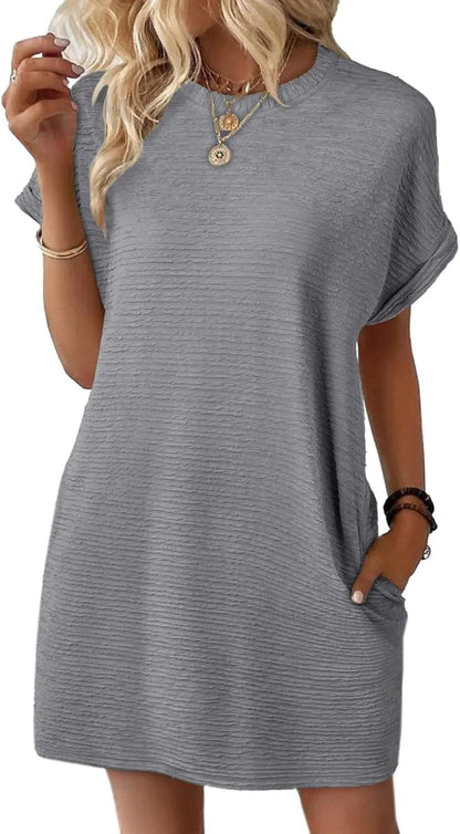 Women's Lightweight Summer Short Sleeve Dress with Pockets