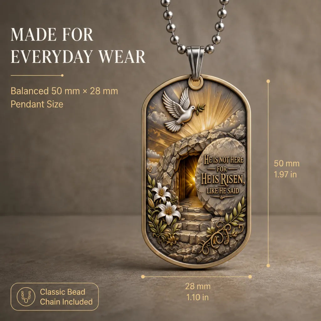 ✝️ "The Ultimate Love" Reversible Christian Dog Tag Necklace | Jesus Crucifix & Empty Tomb