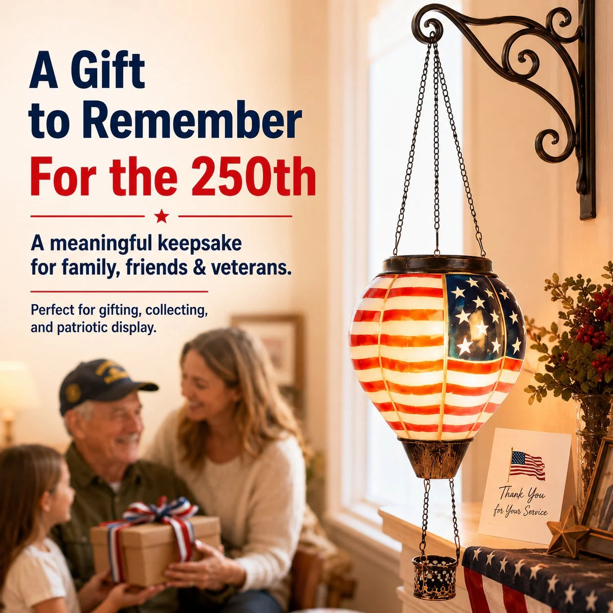 🎆 250th Anniversary Solar Hot Air Balloon Lantern | Patriotic Edition