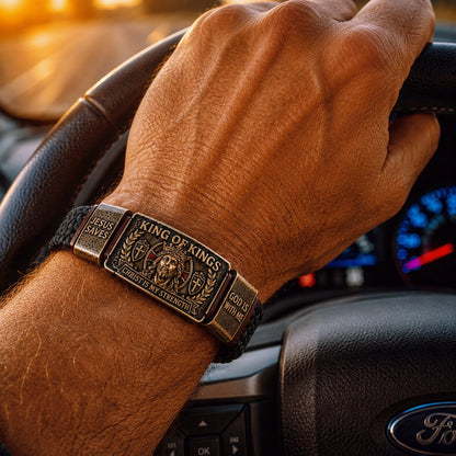 ✝ King of Kings Faith Bracelet – Adjustable Christian Wristband Gift