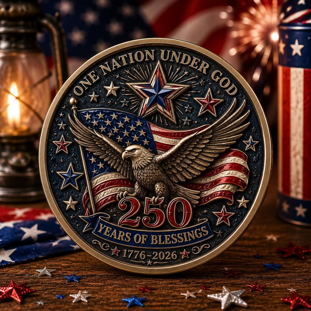 United States 250th Anniversary Commemorative Coin (1776–2026) | "Years of Blessings" Patriotic Keepsake