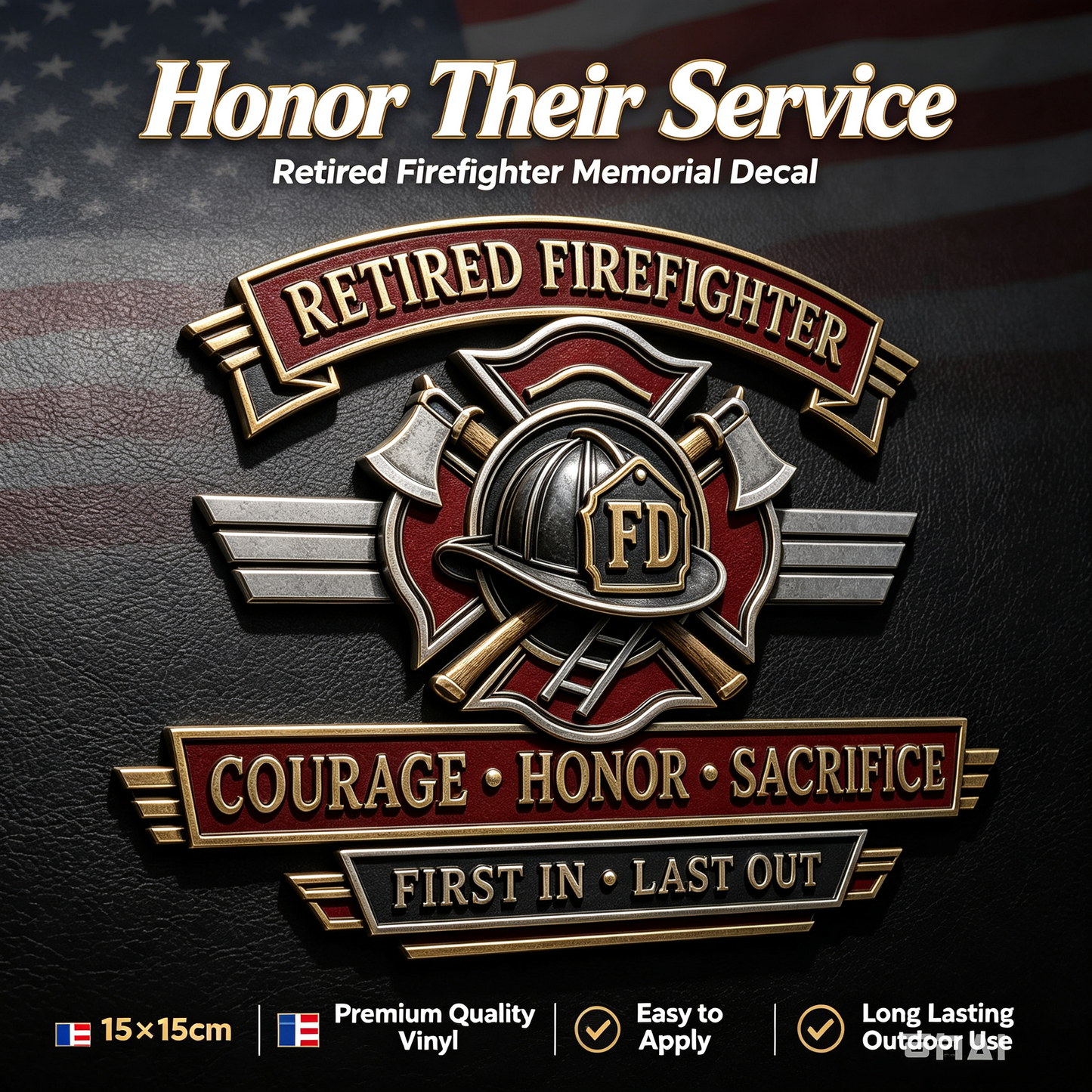 Last Day Promo: 49% OFF – Retired Firefighter Courage Honor Sacrifice Metal Car Emblem