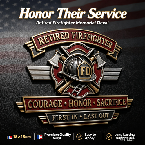 Last Day Promo: 49% OFF – Retired Firefighter Courage Honor Sacrifice Metal Car Emblem