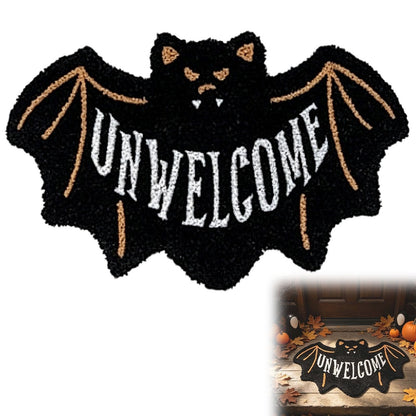 🔥 LAST DAY 49% OFF –🎃 Halloween “UNWELCOME” Bat Entryway Mat | Thick Bat-Shaped Polyester Indoor Rug, Hand-Washable in 2 Sizes 🦇✨