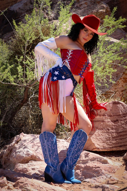 🎉USA 250th Anniversary Patriotic Denim Fringe Belt