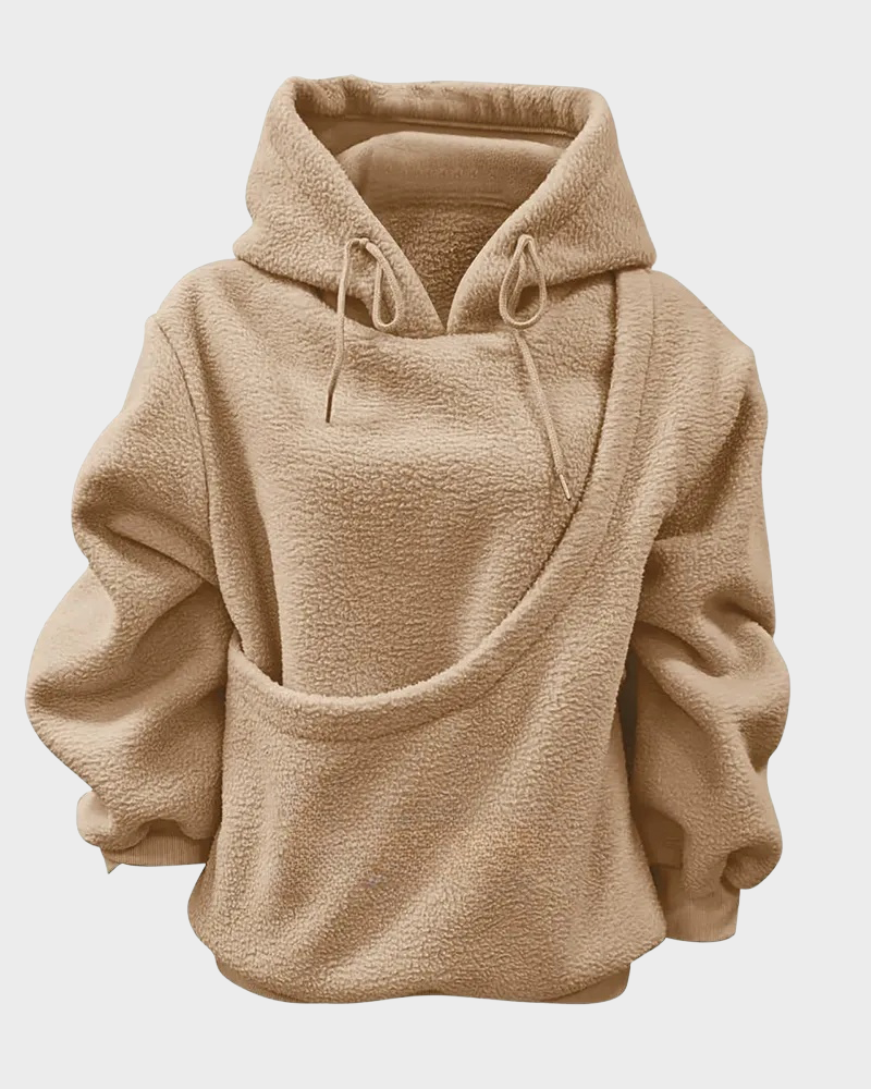 Women's Pet Pocket Hoodie Oversized Plush Carrier Pullover