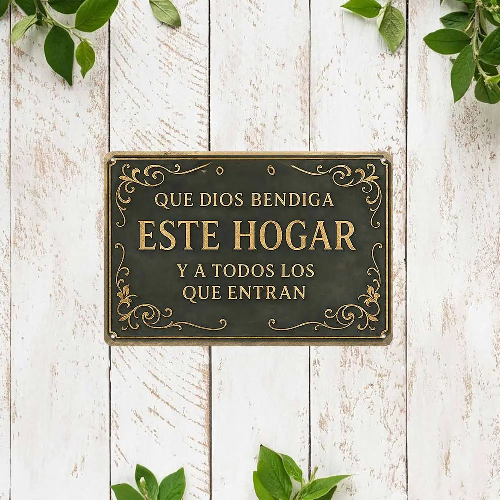 Spanish "God Bless This Home" Theme Iron Wall Art