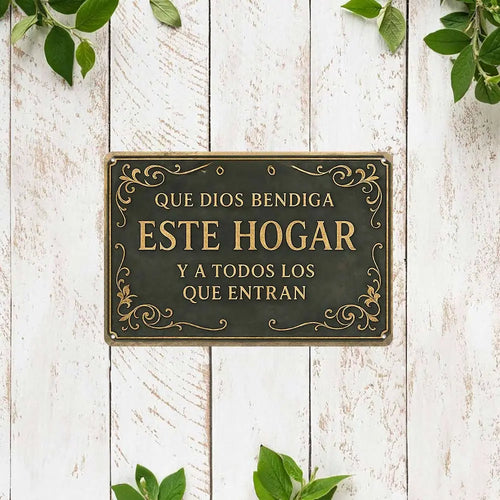 Spanish "God Bless This Home" Theme Iron Wall Art