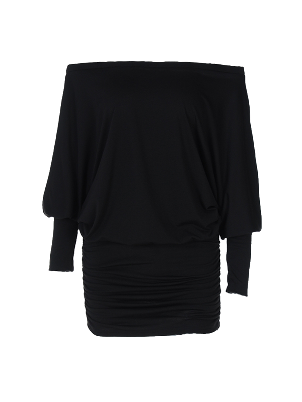 Women's Solid Off The Shoulder Sheer Ruched Dress