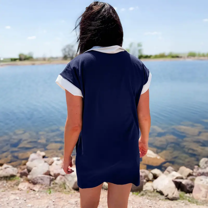 Women's Navy Colorblock Stripe Dress