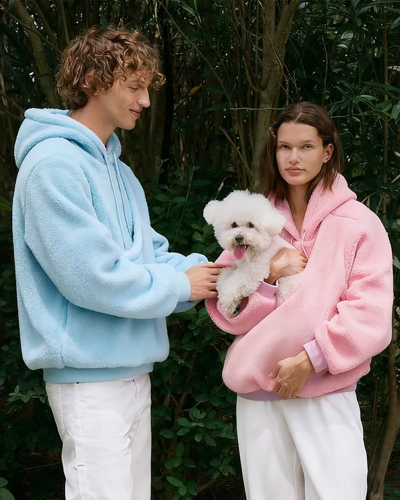 Women's Pet Pocket Hoodie Oversized Plush Carrier Pullover