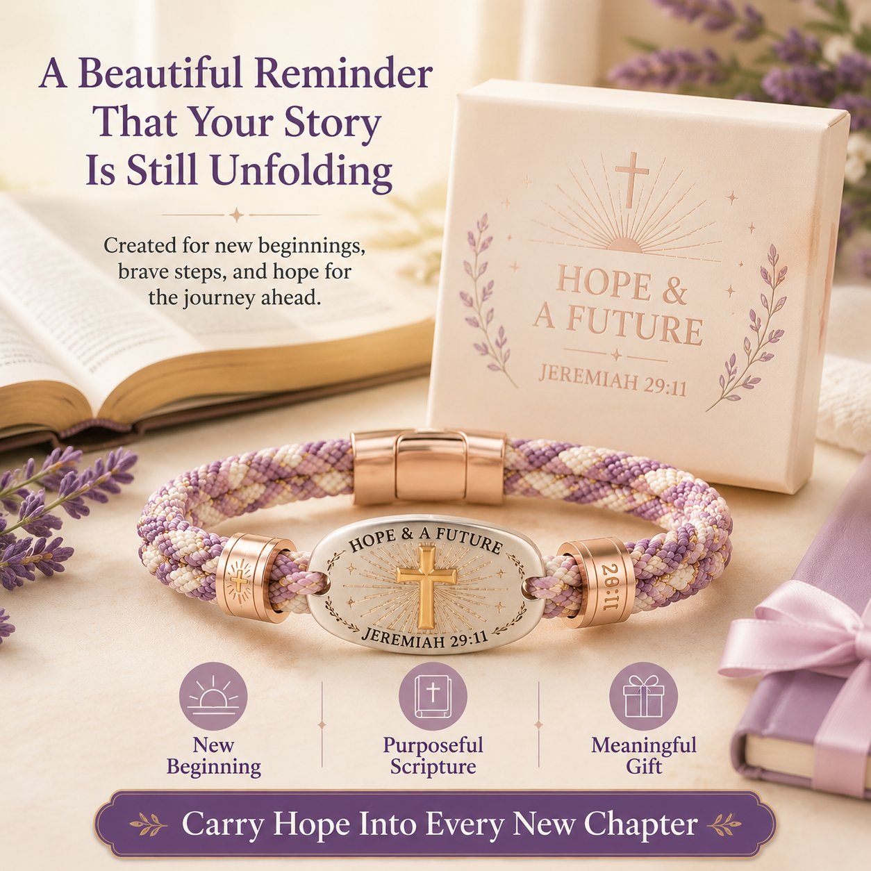 🔥 LAST DAY 49% OFF – ✝️ Christian Scripture Faith Bracelet Collection | 6 Meaningful Bible Verse Designs with Raised Gold Cross, Magnetic Clasp & Matching Gift Box 💗✨