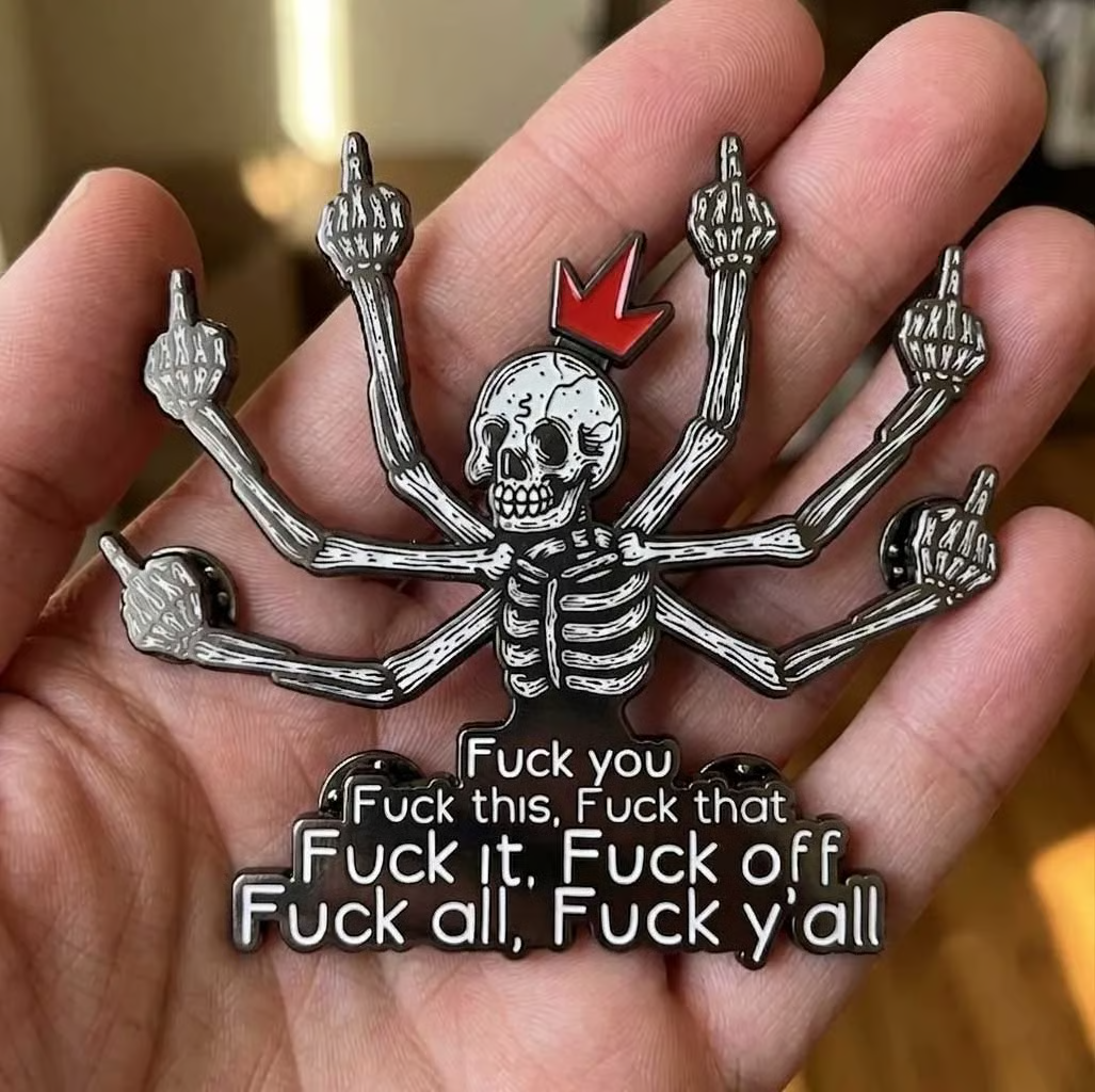 Crowned Skeleton Middle Finger Metal Car Emblem 🖕