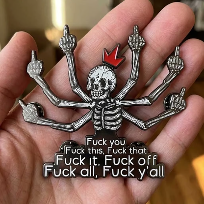 Crowned Skeleton Middle Finger Metal Car Emblem 🖕