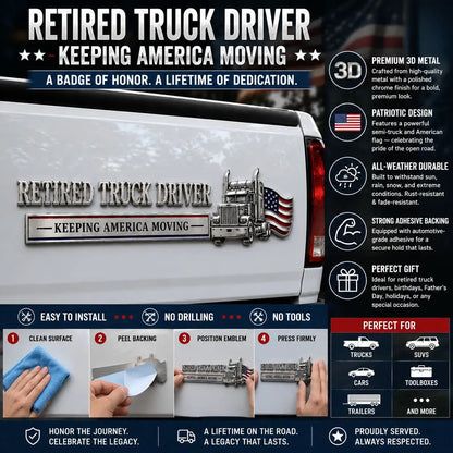 🔥Last Day 49% OFF- 🚚 Retired Truck Driver Car Emblem Badge
