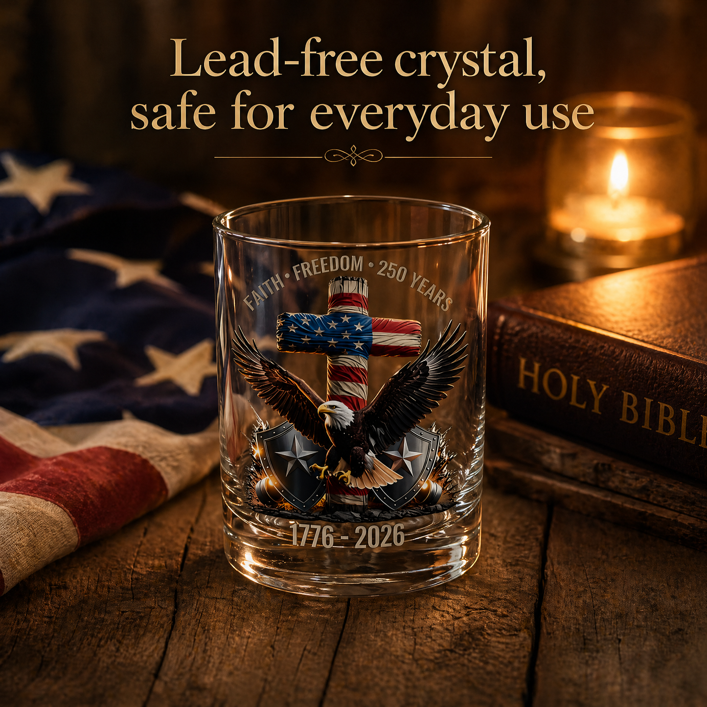 250th Anniversary American Patriotic Whiskey Glass 1776-2026